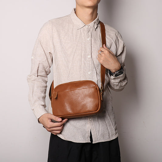 Women's & Men's & Fashion Simple Cowhide Artistic Men's Shoulder Bags