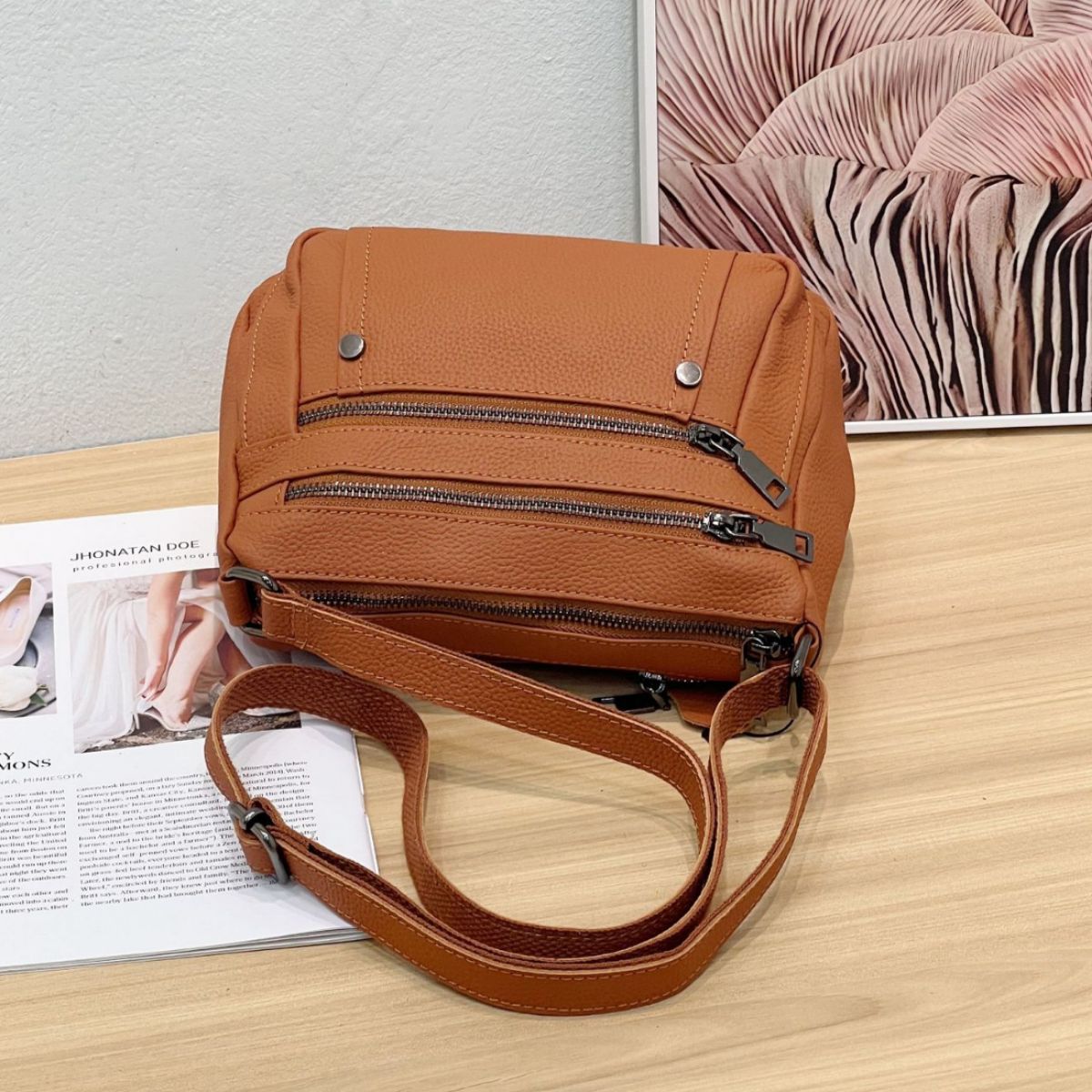 Women's First Layer Cowhide Portable Genuine Leather Shoulder Bags