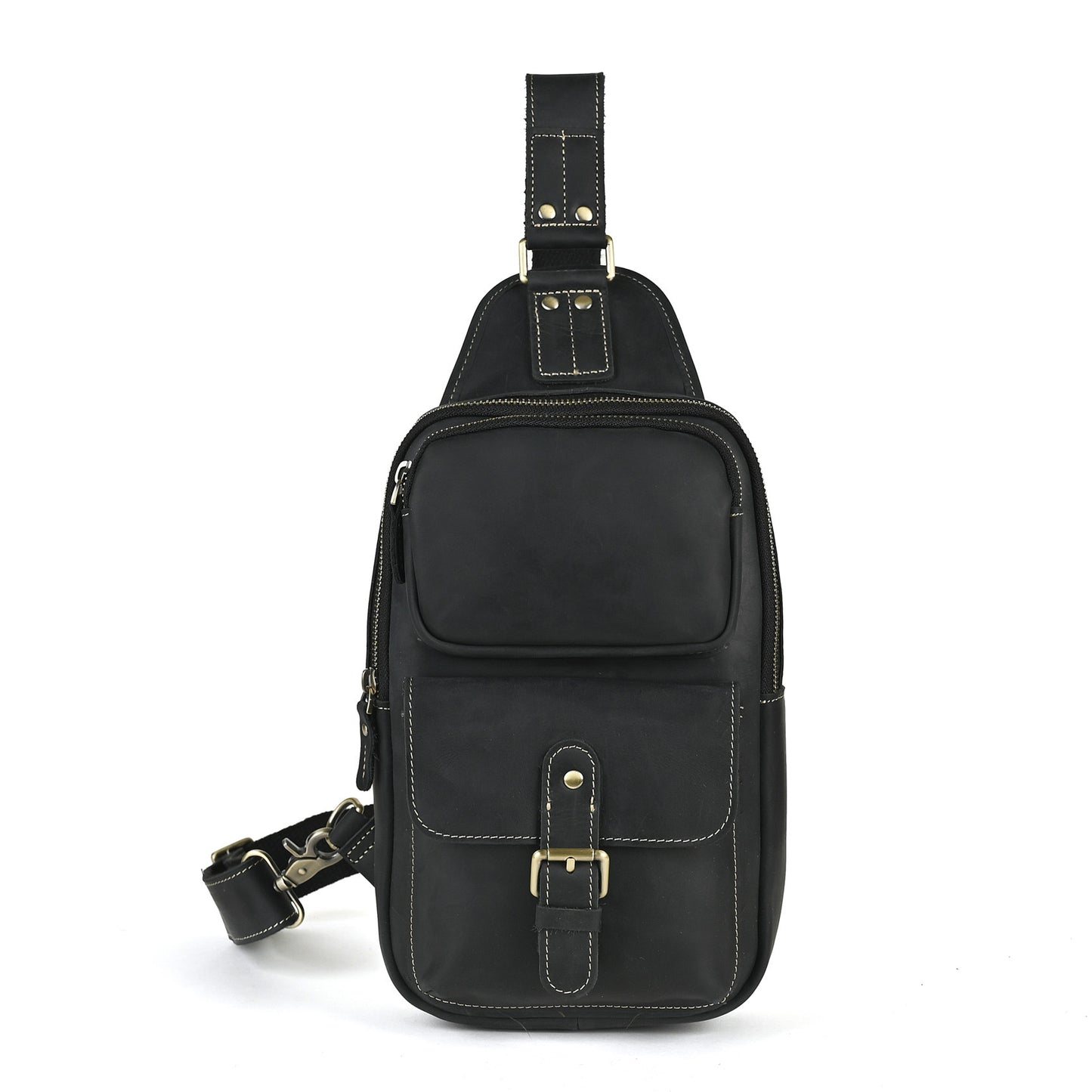 Men's Layer Crazy Horse Skin Cowhide Leather Retro Men's Chest Bags