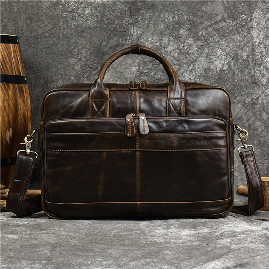 Men's Leather Business First Layer Out Computer Men's Briefcases