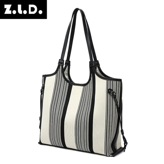 Women's Classic Cool Striped Large Capacity Tote Bags