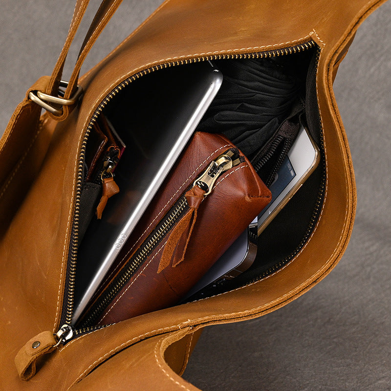 Men's Leather Crazy Waistcoat Personality Cool Bicycle Backpacks