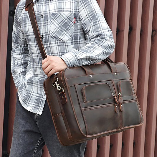 Men's Genuine Leather Business First Layer Cowhide Bags