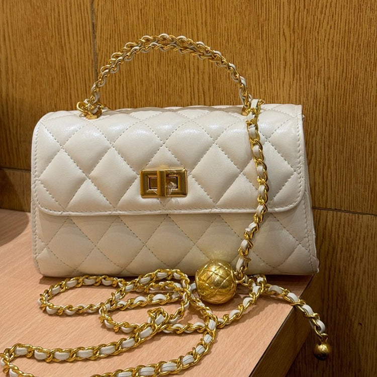 Women's Texture Metal Chain Detachable Strap Retro Shoulder Bags