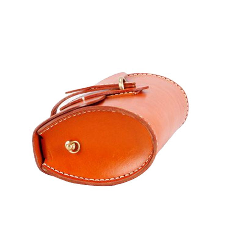 Women's Artificial Sewing Round First Layer Cowhide Simple Genuine Crossbody Bags