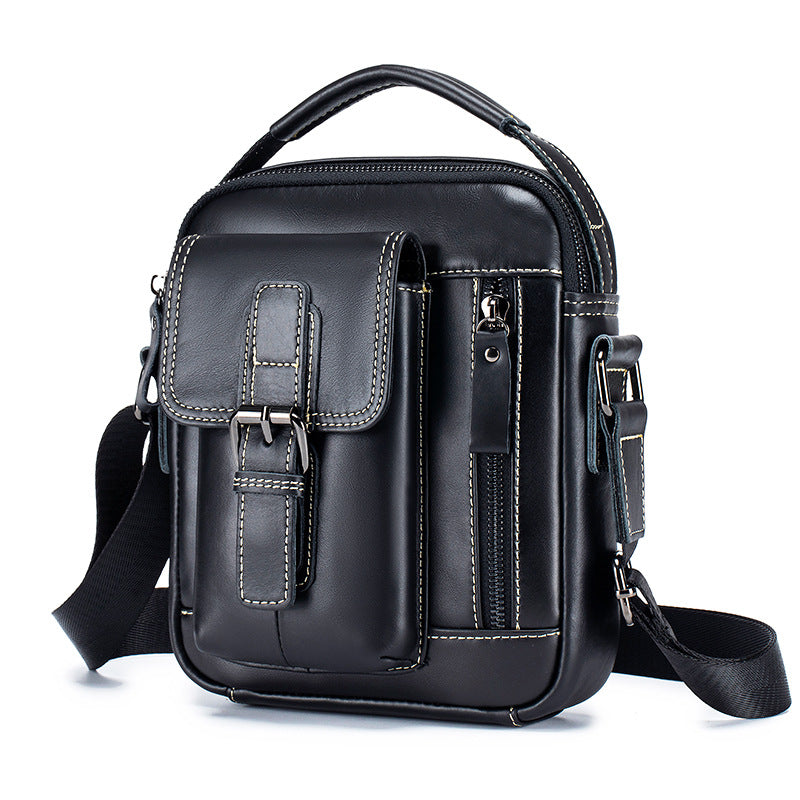 Men's Cowhide Genuine Leather Retro Vertical Handbags