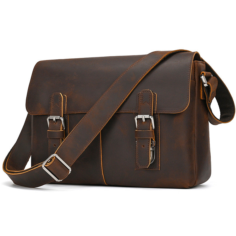 Men's Leather Top Layer Cowhide Genuine Flip Men's Briefcases