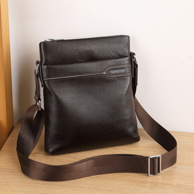 Men's Leather Vertical Top Layer Cowhide Business Men's Shoulder Bags