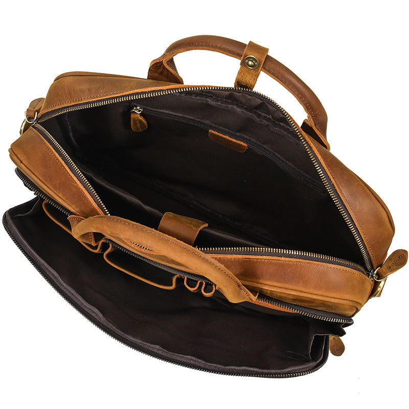 Men's Vintage Leather Business Inch Computer Crazy Men's Briefcases
