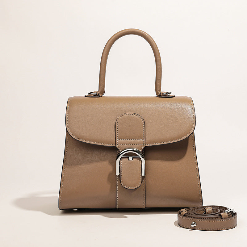 Women's Belgium Color Matching Cowhide Vachette Clasp Handbags