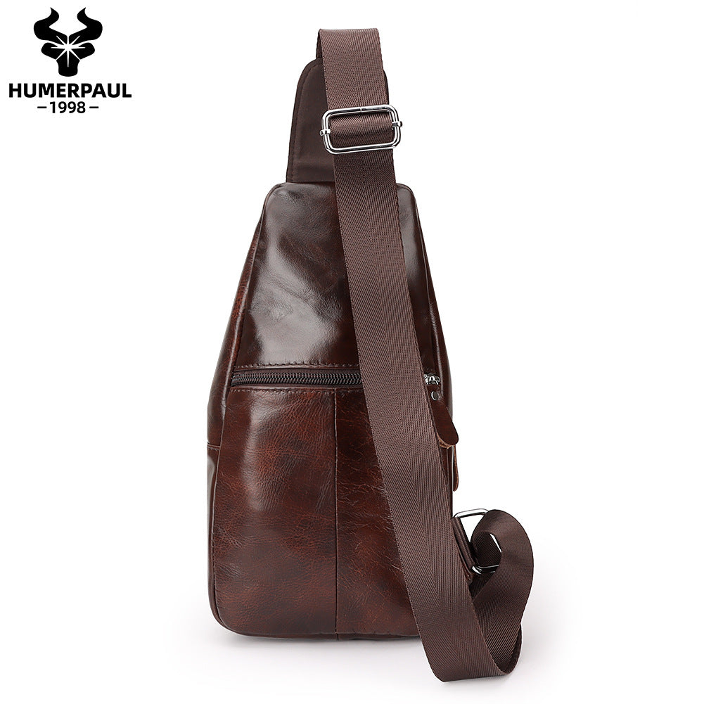 Men's First Layer Cowhide High Quality Genuine Men's Chest Bags
