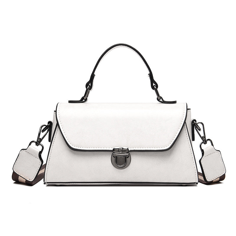 Women's Cow Wax Leather Strap Korean Style Shoulder Bags