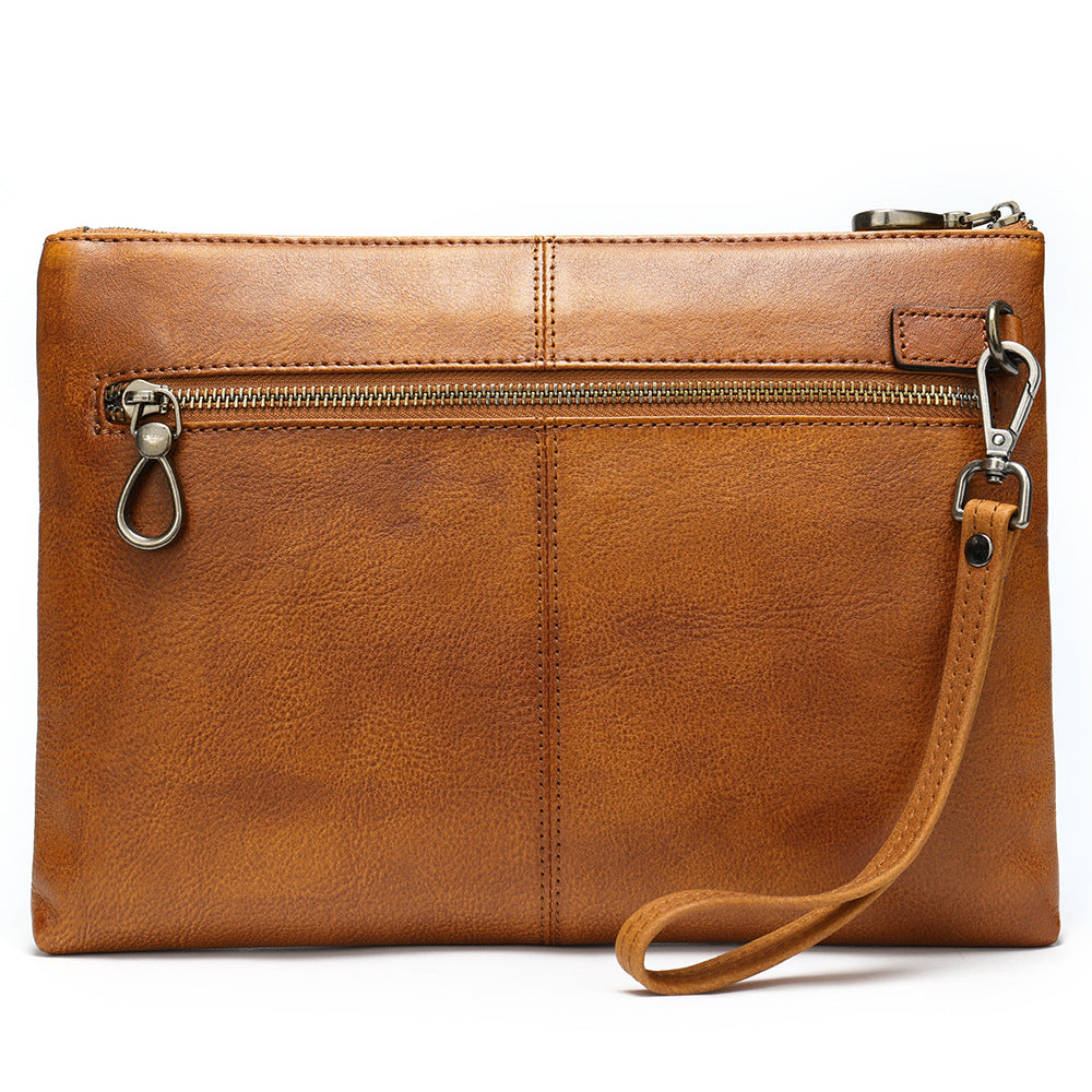 Men's Genuine Leather Clutch Vegetable Tanning Envelope Men's Handbags