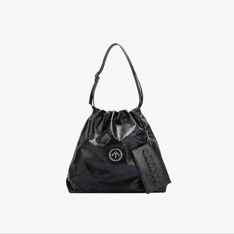 Women's Garbage Genuine Leather Pleated Medium Size Bags