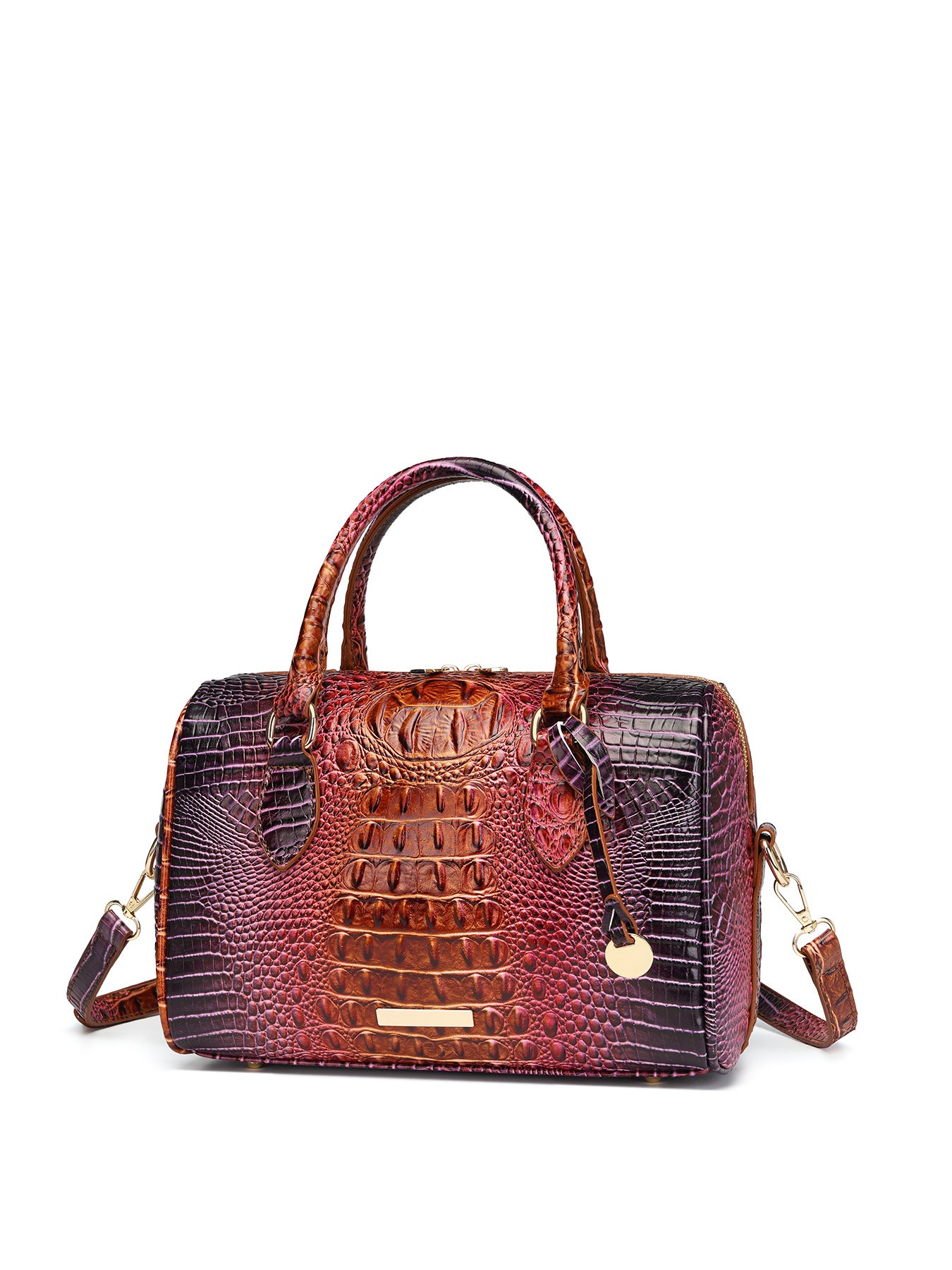 Women's Portable Underarm Vintage Brahmin Crocodile Pattern Handbags