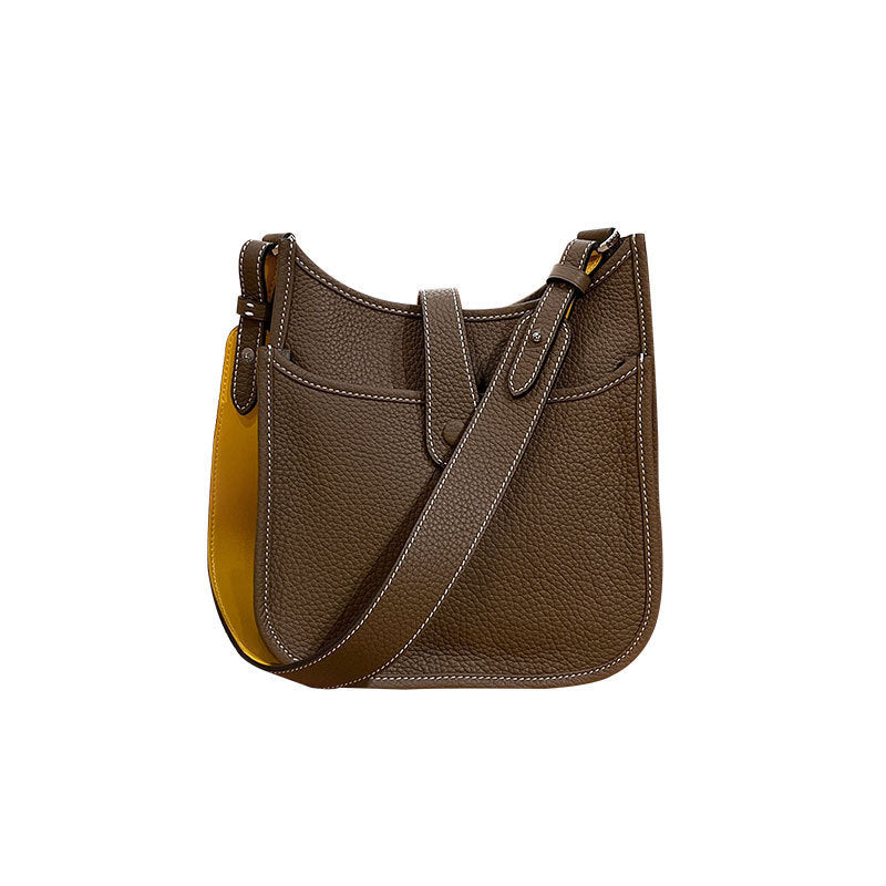 Women's Imported Cowhide Lychee Pattern Letter Genuine Shoulder Bags