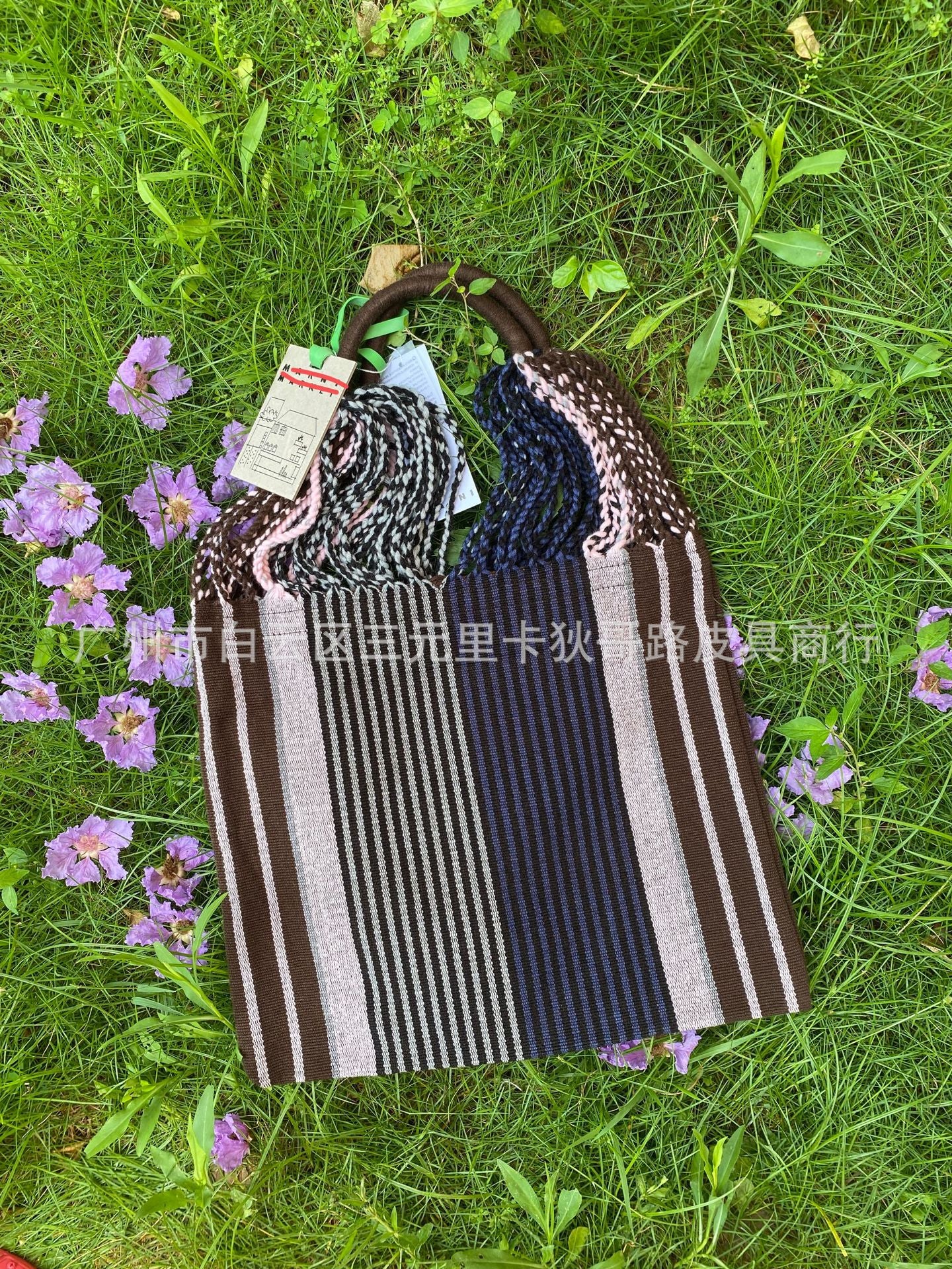 Stripe Hammock Knitted Wool Woven Large Shoulder Bags