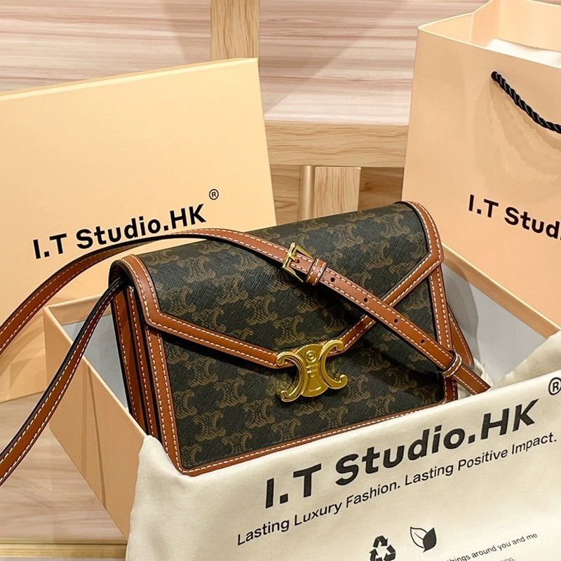 Women's Genuine Leather Simple Trendy Organ Same Shoulder Bags