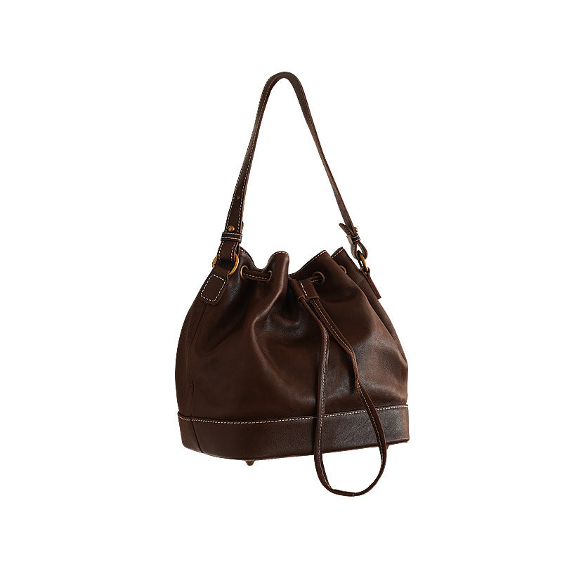 Women's Fashion Genuine Leather High Sense National Bucket Bags