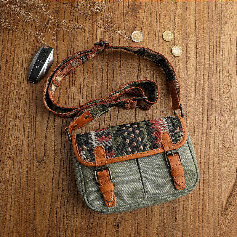 Women's Retro Ethnic Style Embroidered Design Canvas Crossbody Bags
