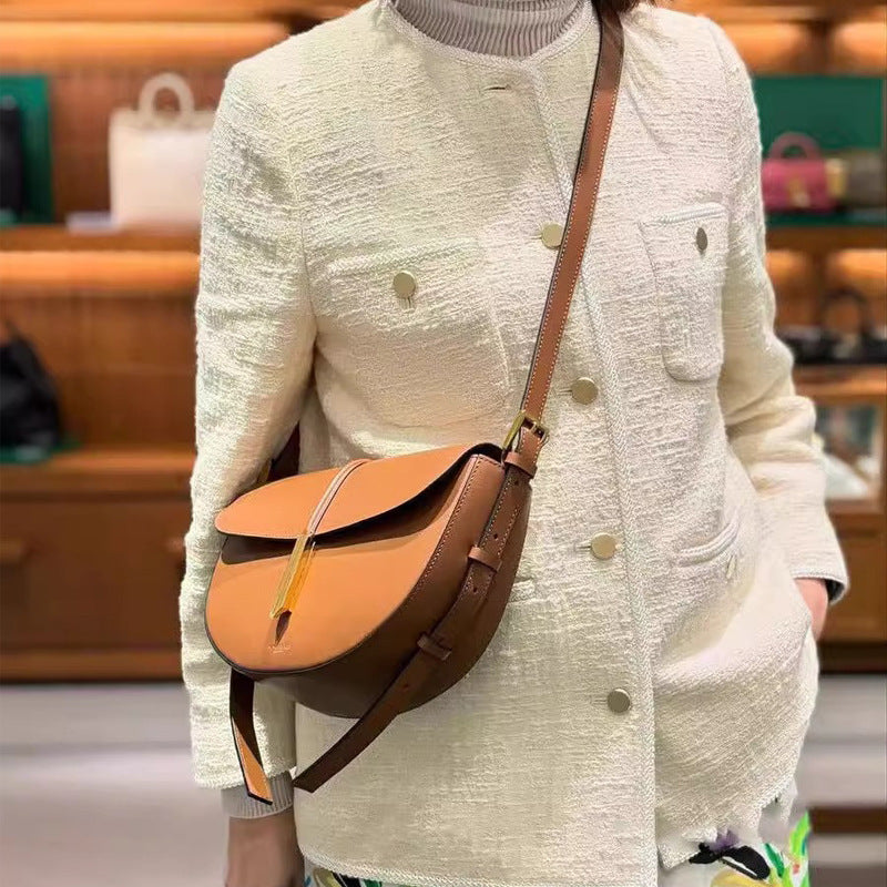 Attractive Leather Patchwork Maroon Fashion Saddle Bags
