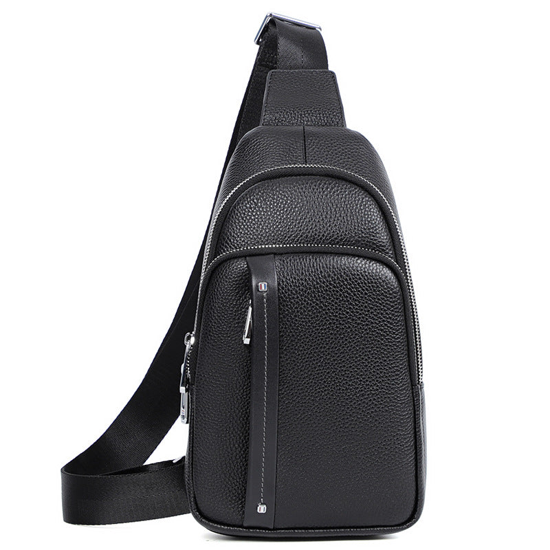 Men's First Layer Cowhide Simple Trendy Men's Chest Bags