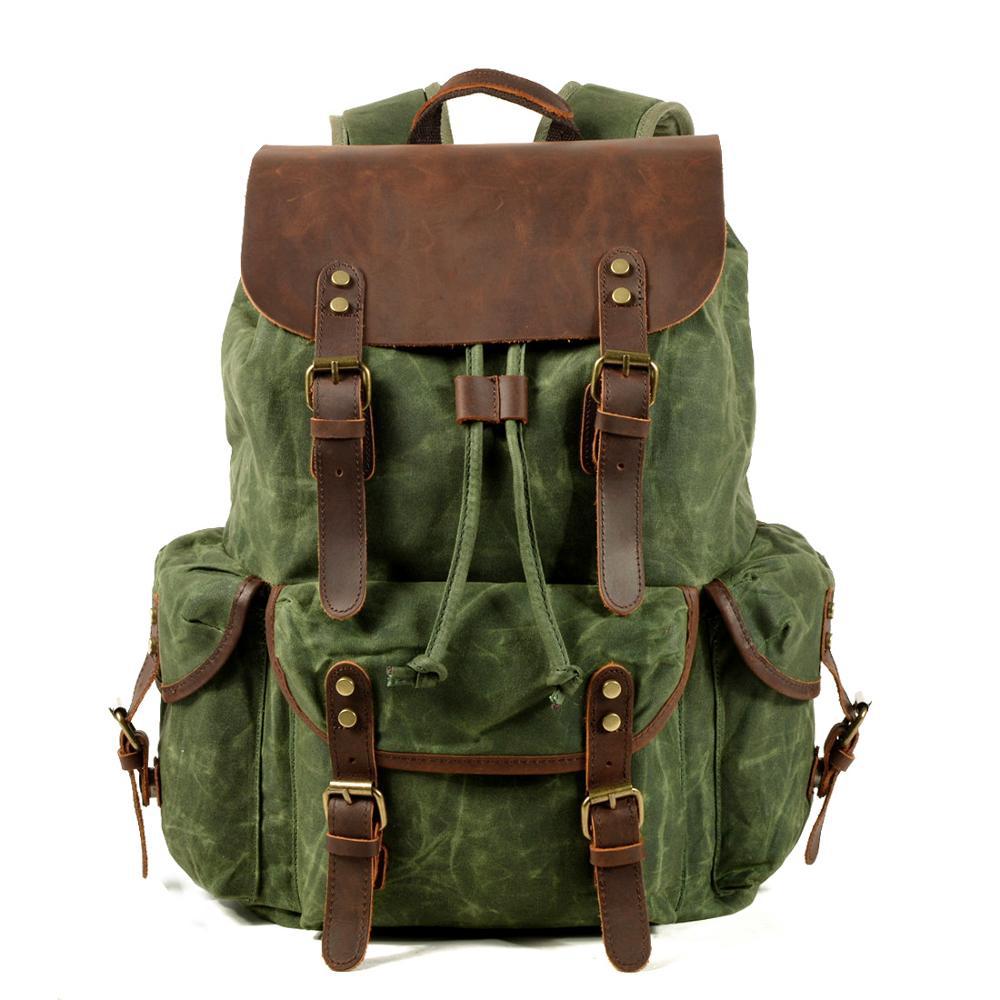 Men's Korean Style Households Waterproof Oil Wax Backpacks