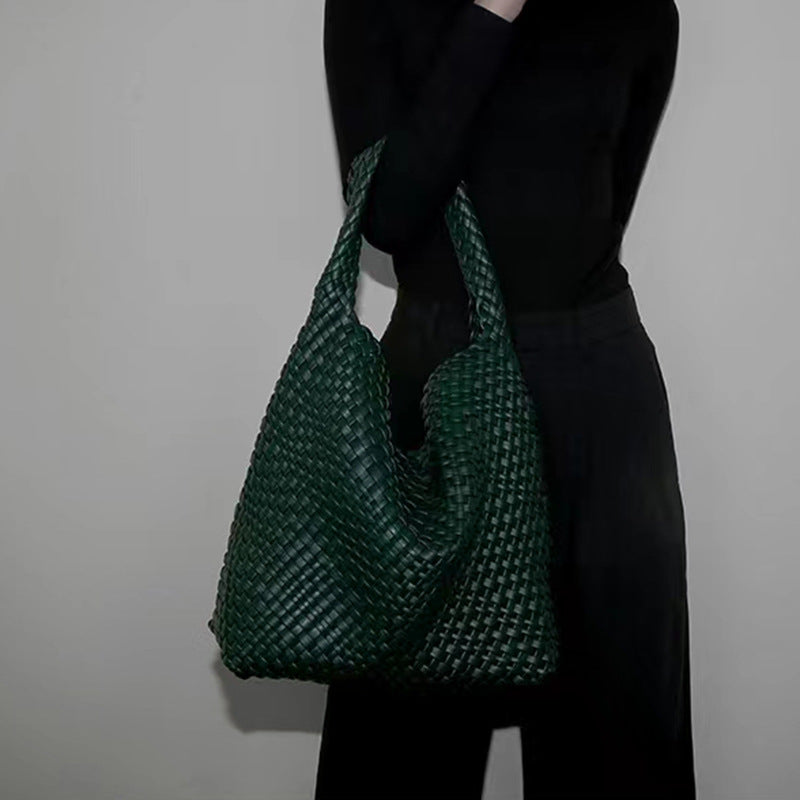 Capacity Hand-woven Female Fashion Simple Hand Bucket Bags