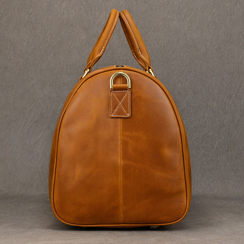 Men's Traveling Crazy Horse Leather With Shoe Position Travel Bags