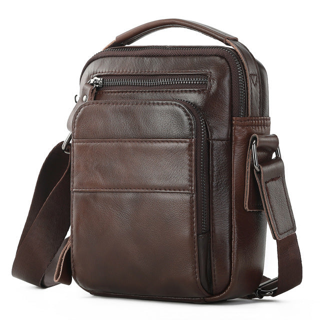 Men's Top Layer Cowhide Leather Vertical Business Men's Messenger Bags