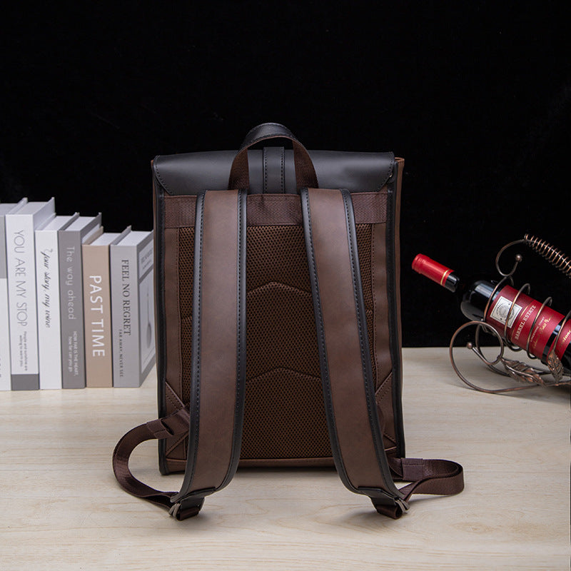 Men's Korean Style Leather Fashion Trendy Retro Backpacks