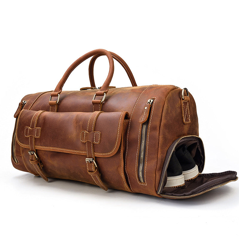 Leather Business Crazy Horse Large Capacity Travel Bags
