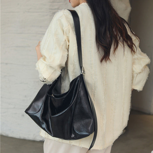 Women's Light Luxury Cowhide Versatile Large Capacity Retro Shoulder Bags