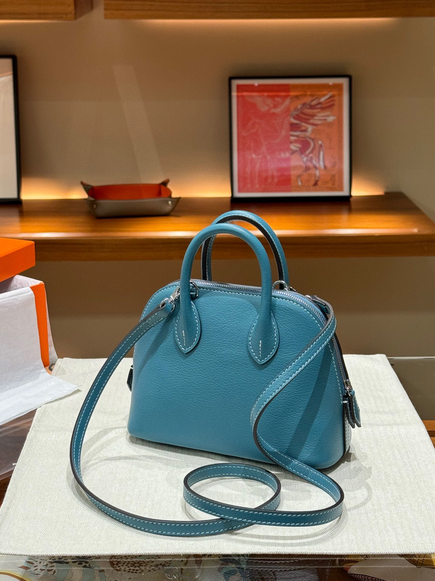 Women's Leather Bowling French Sheep Pattern First Crossbody Bags
