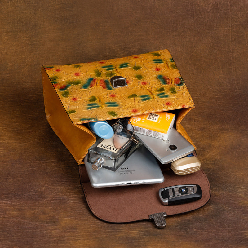 Innovative Leather Chinese Style Retro Embossing Backpacks