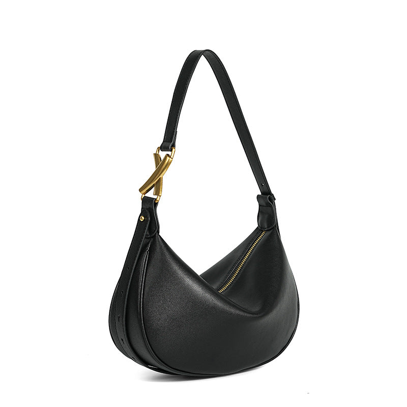 Women's Leather Underarm Crescent Cowhide High Sense Bags