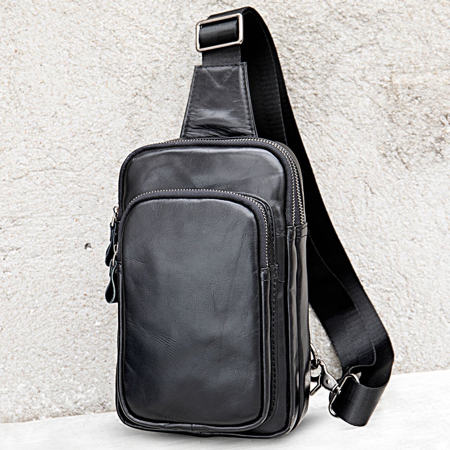 Men's First Layer Cowhide Fashion Genuine Leather Men's Chest Bags