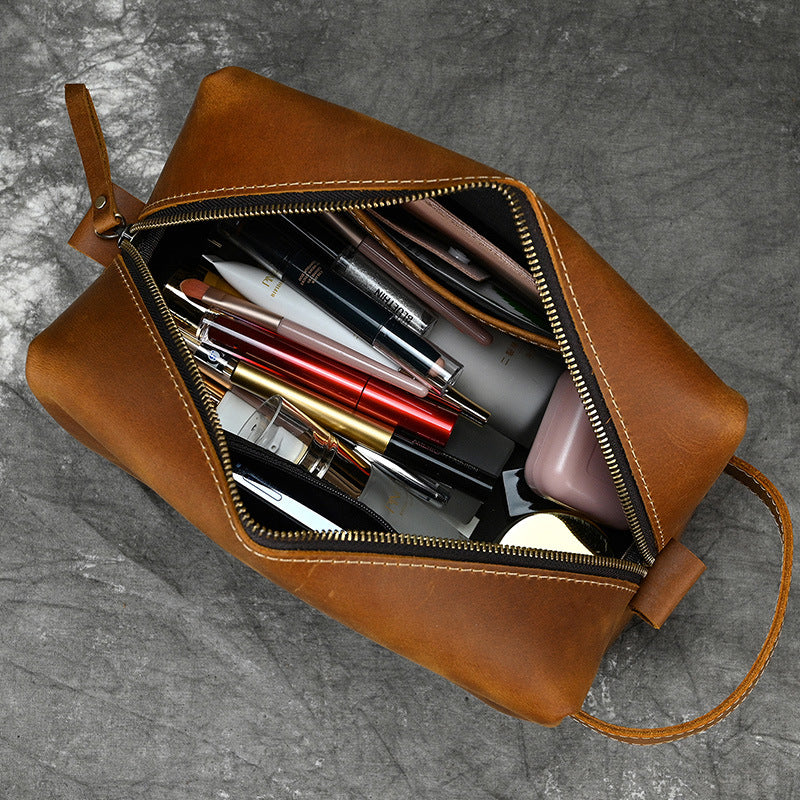 Men's Genuine Leather Clutch Crazy Horse Multifunctional Men's Handbags