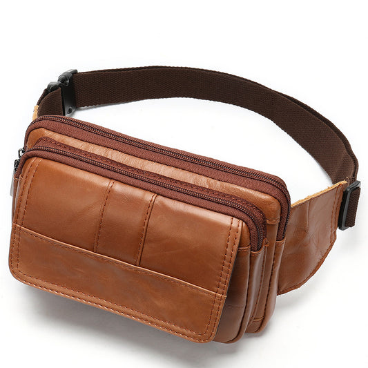 Men's Genuine Leather First Layer Cowhide Slanted Men's Waist Packs