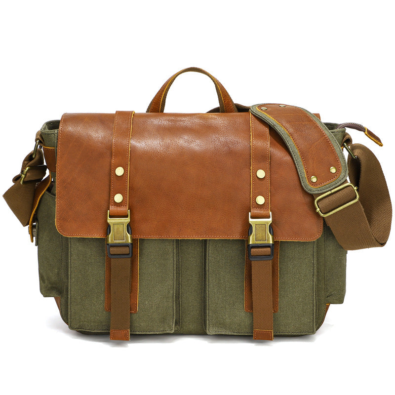 Men's Retro Oil Wax Canvas With First Men's Messenger Bags
