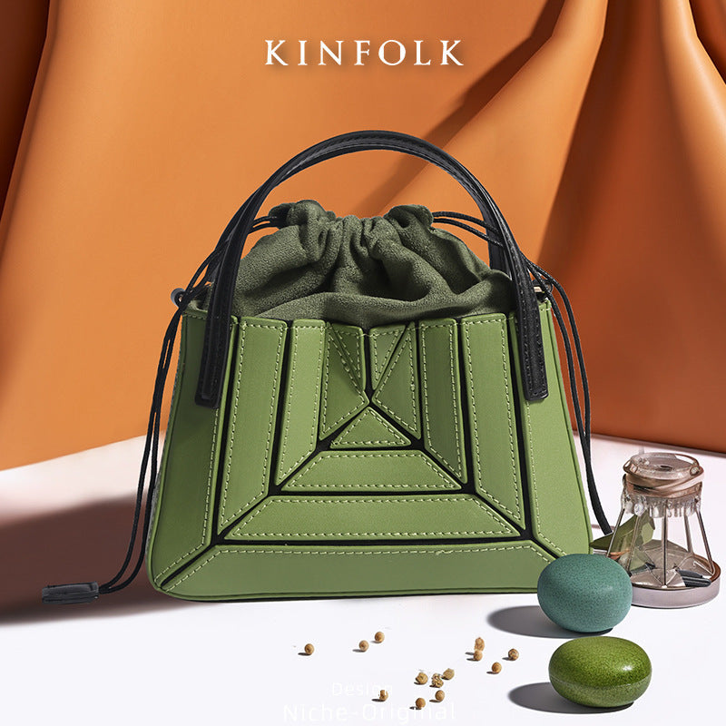 Color Dopamine Turkish Style Design Pleated Contrast Small Square Bags