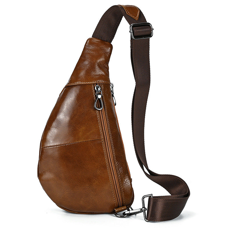 Men's Creative Fashion Leather First Layer Cowhide Men's Chest Bags