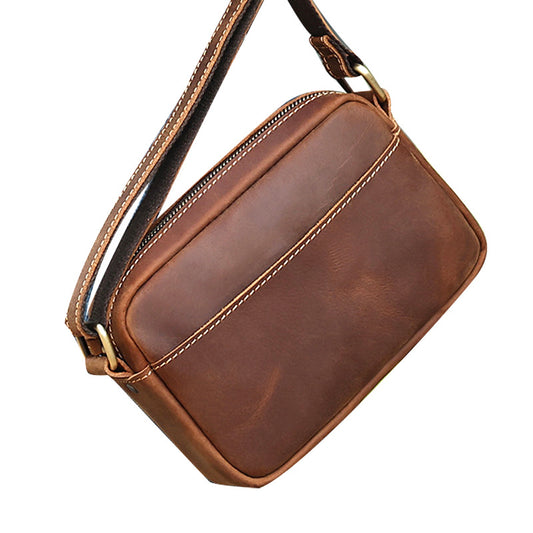 Men's Leather First Layer Cowhide Crazy Horse Men's Shoulder Bags
