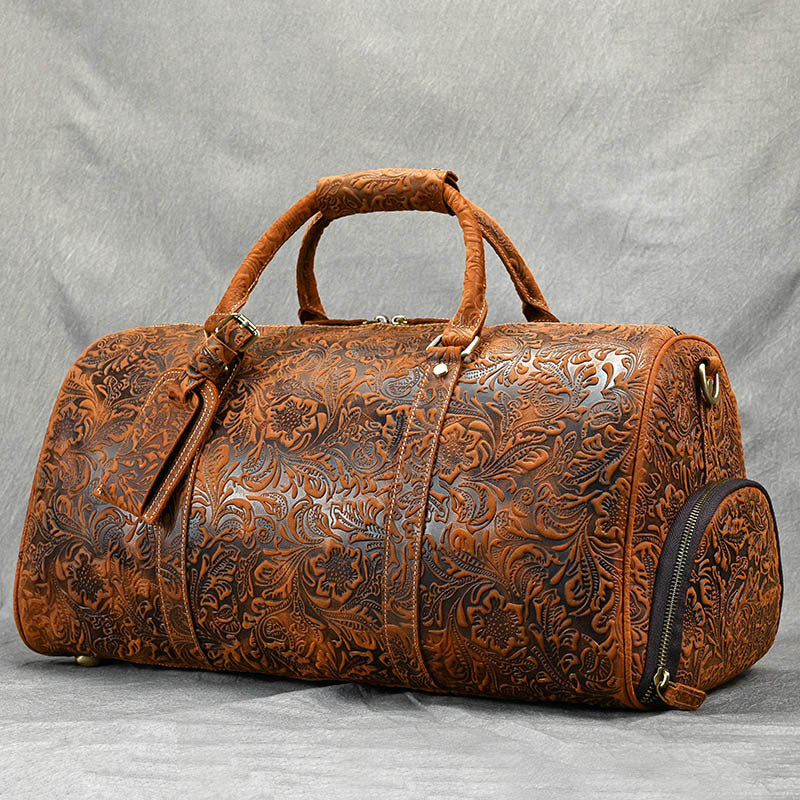 Print Crazy Horse Leather Fitness Inch One Handbags