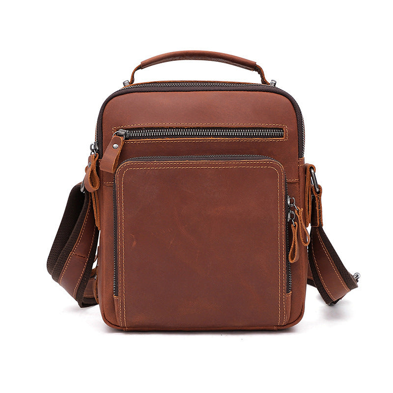 Men's Genuine Leather Trendy Portable Crazy Horse Men's Shoulder Bags