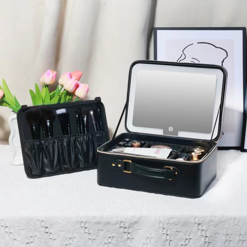 Three-color Mirror With Light Back Lifting Cosmetic Cases