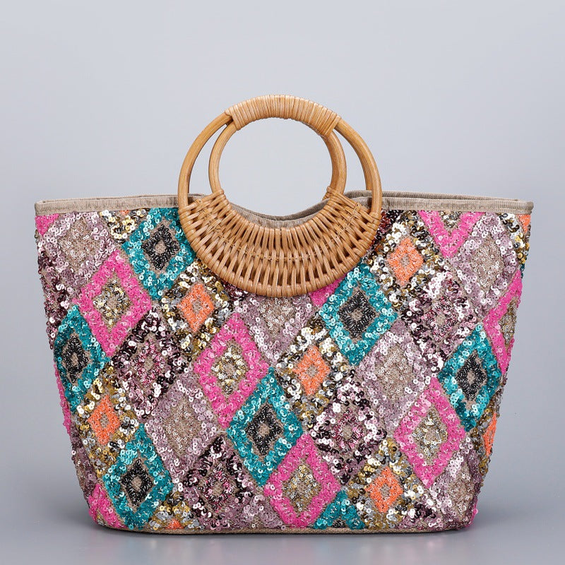 Women's Straw High-grade Niche Embroidered Large Capacity Tote Bags