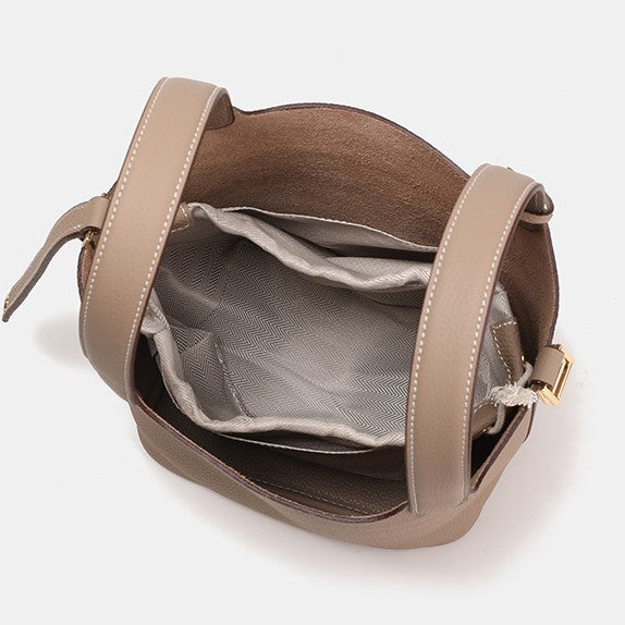 Women's High Quality Vegetable Basket First Layer Cowhide Portable Commuter Bucket Bags