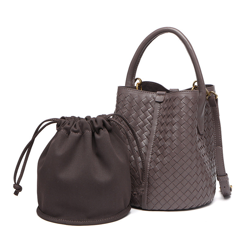 Women's Woven Sheepskin Portable Vegetable Basket Handbags