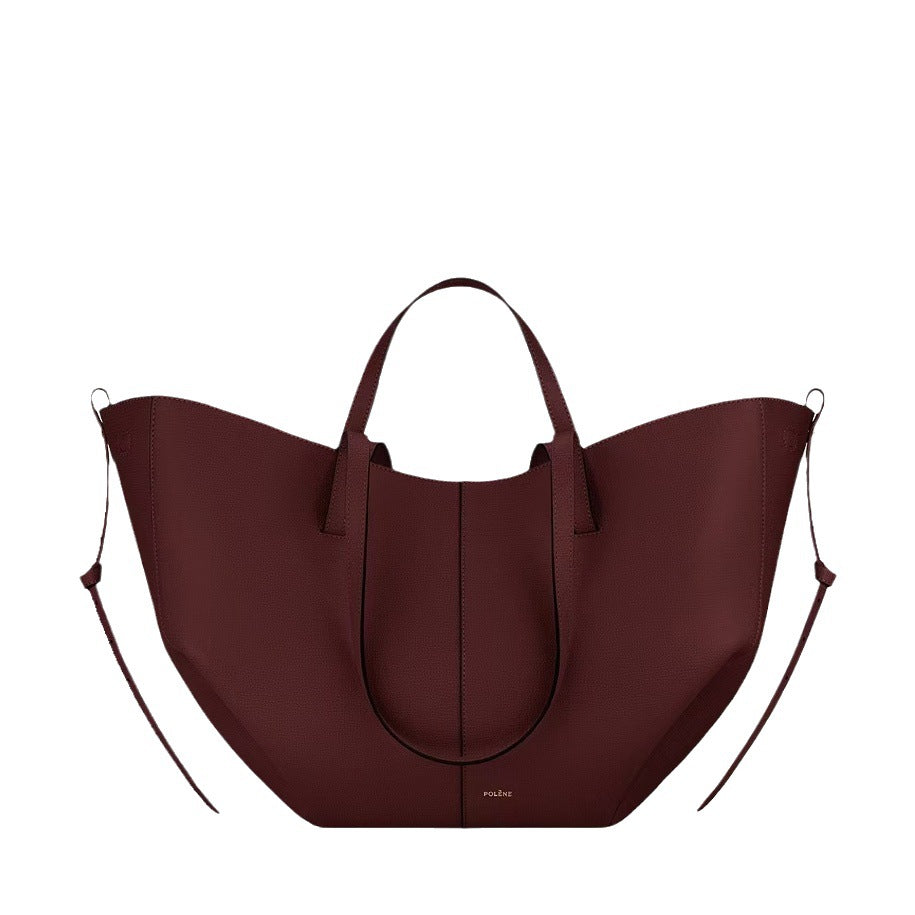 Women's French Cowhide Large Capacity Totes Pleated Shoulder Bags